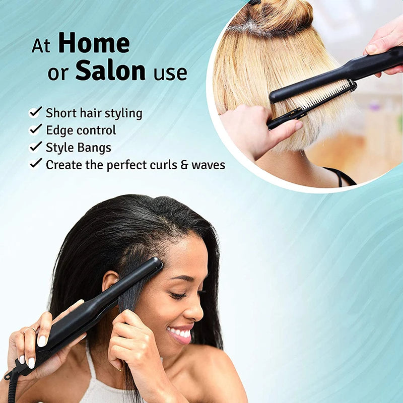 Ultradünner 2-in-1 Haarglätter & Lockenwickler – Professionelles Keramik-Glätteisen für Kurze Haare, Damen und Herren, inkl. Bartglätter