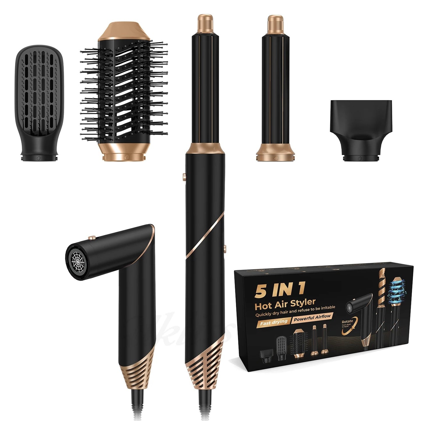 5-in-1 Haartrocknerbürste – Multifunktionales Styling-Tool mit Ionentechnologie für Trocknen, Glätten und Locken
