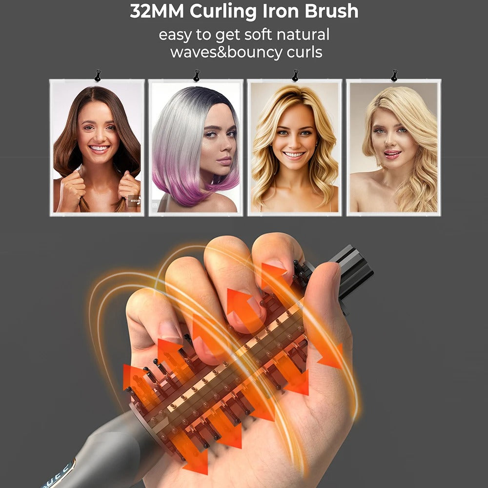 Beheizte Lockenbürste – Keramische Rundbürste mit Ionentechnologie für Volumen und Styling ohne Frizz
